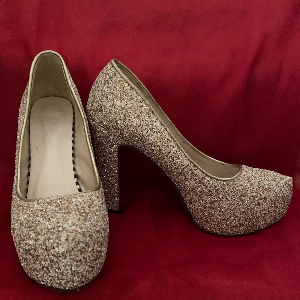 Gold Sequin Heels